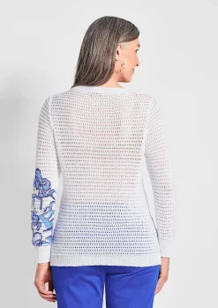 Ajourpullover mit Druck
