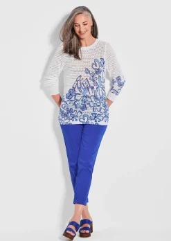 Ajourpullover mit Druck