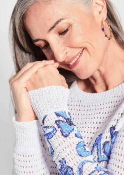 Ajourpullover mit Druck