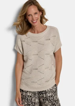 Ajour-Pullover mit feinem Glanz