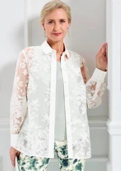Ausbrenner-Bluse mit Blumenmuster