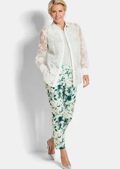 Ausbrenner-Bluse mit Blumenmuster