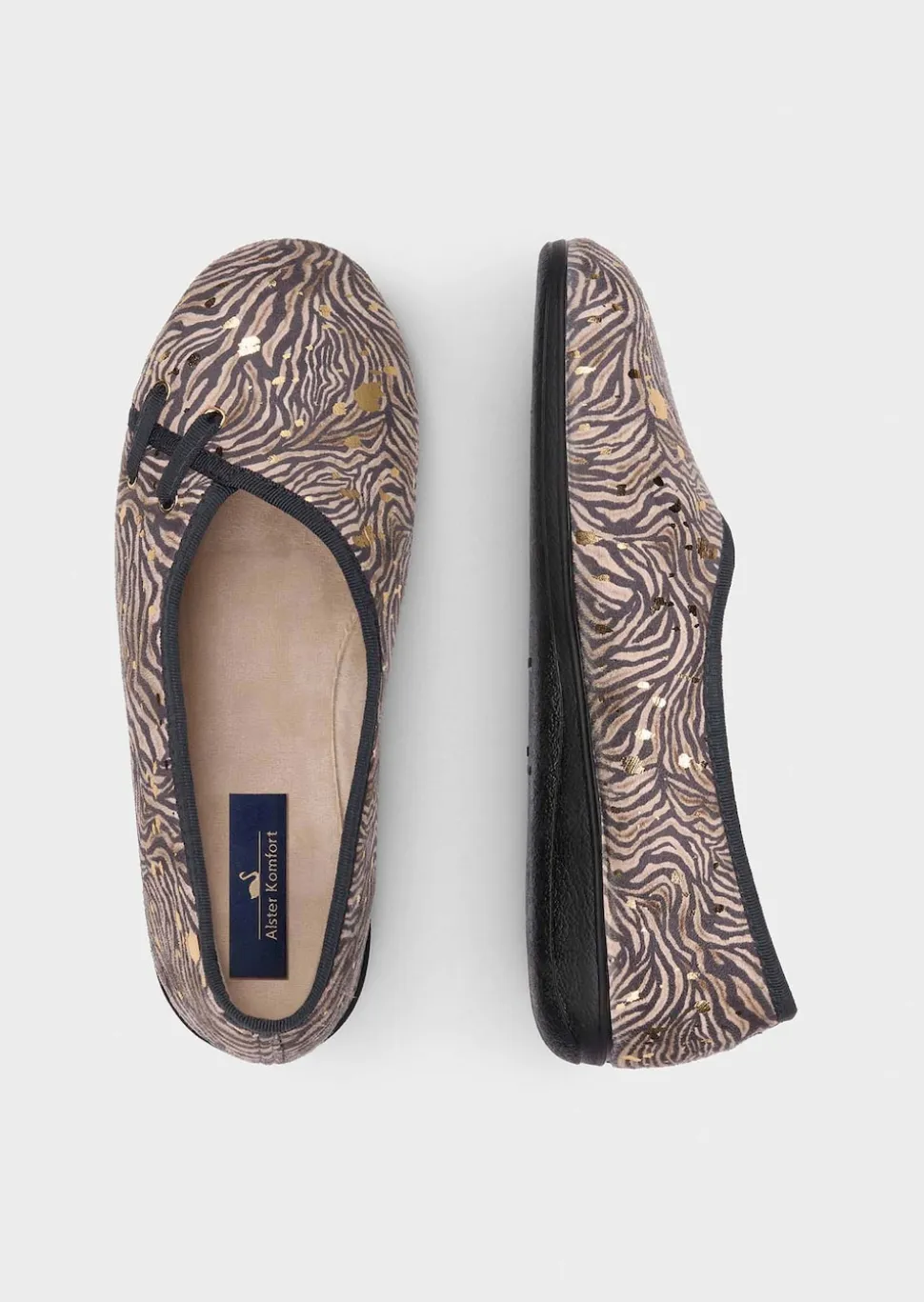 Ballerina-Hausschuhe mit Animal Print