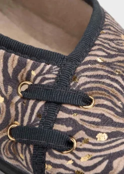 Ballerina-Hausschuhe mit Animal Print