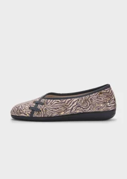 Ballerina-Hausschuhe mit Animal Print