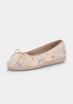 Ballerina-Hausschuhe mit zarter Stickerei