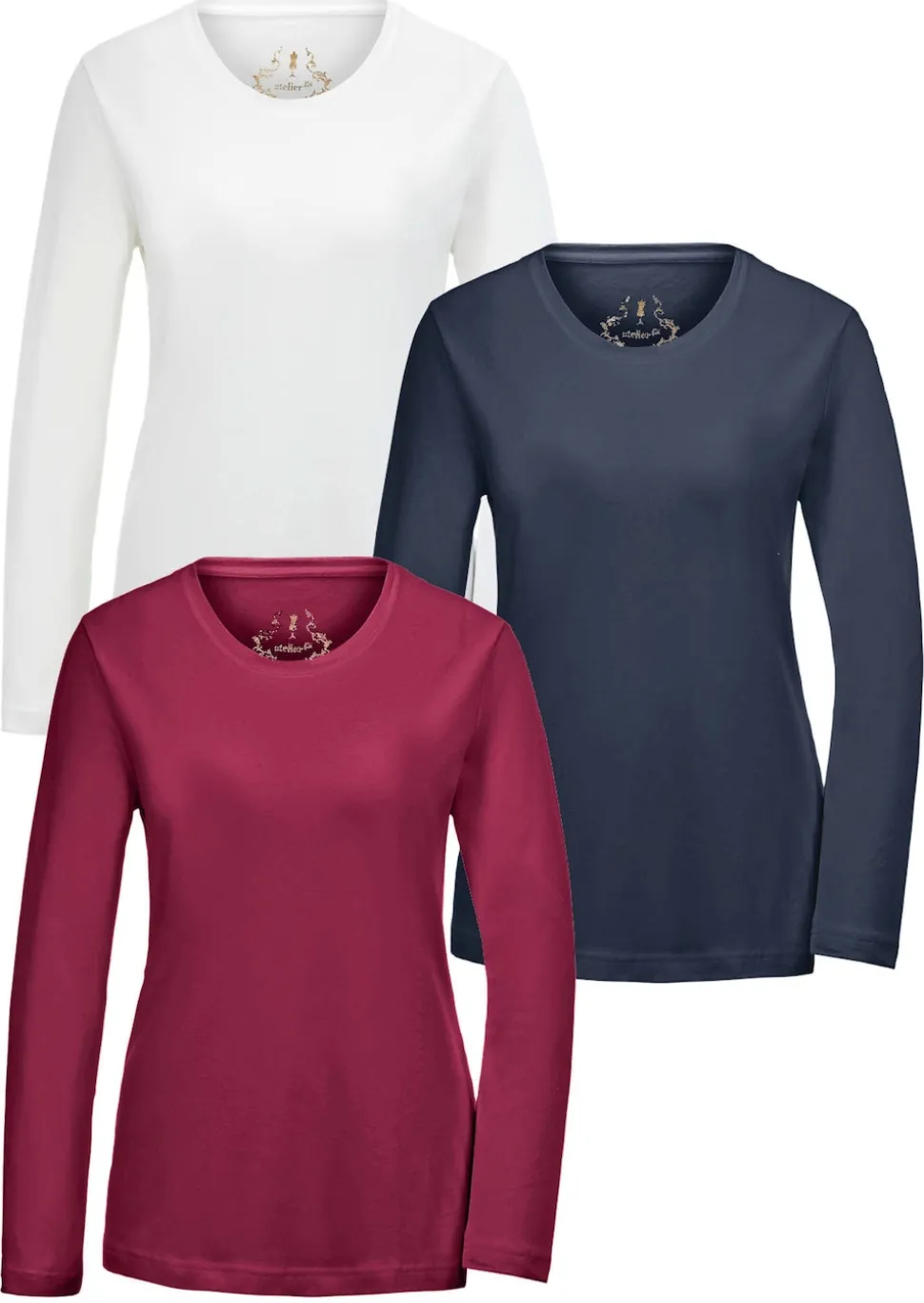 Basic Langarmshirts - 3er-Pack