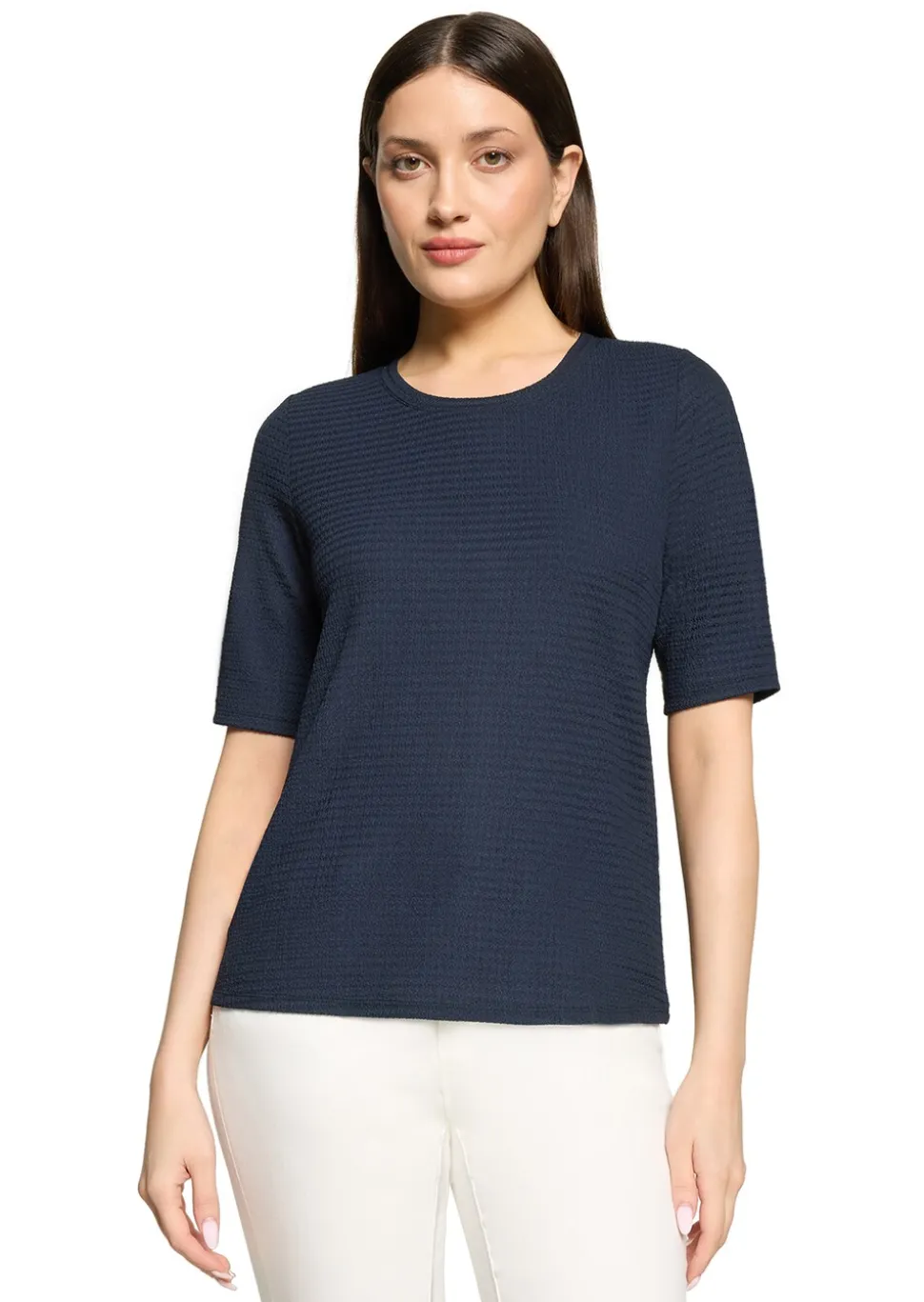 Basic-Shirt in strukturierter Stretch-Qualität
