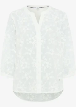 Baumwollbluse mit aufgesetzten Blüten