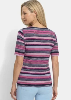 Baumwollshirt mit künstlerischem Streifendessin