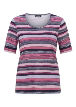 Baumwollshirt mit künstlerischem Streifendessin