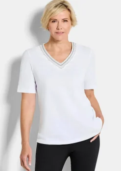 Baumwoll-Shirt mit Stickereien