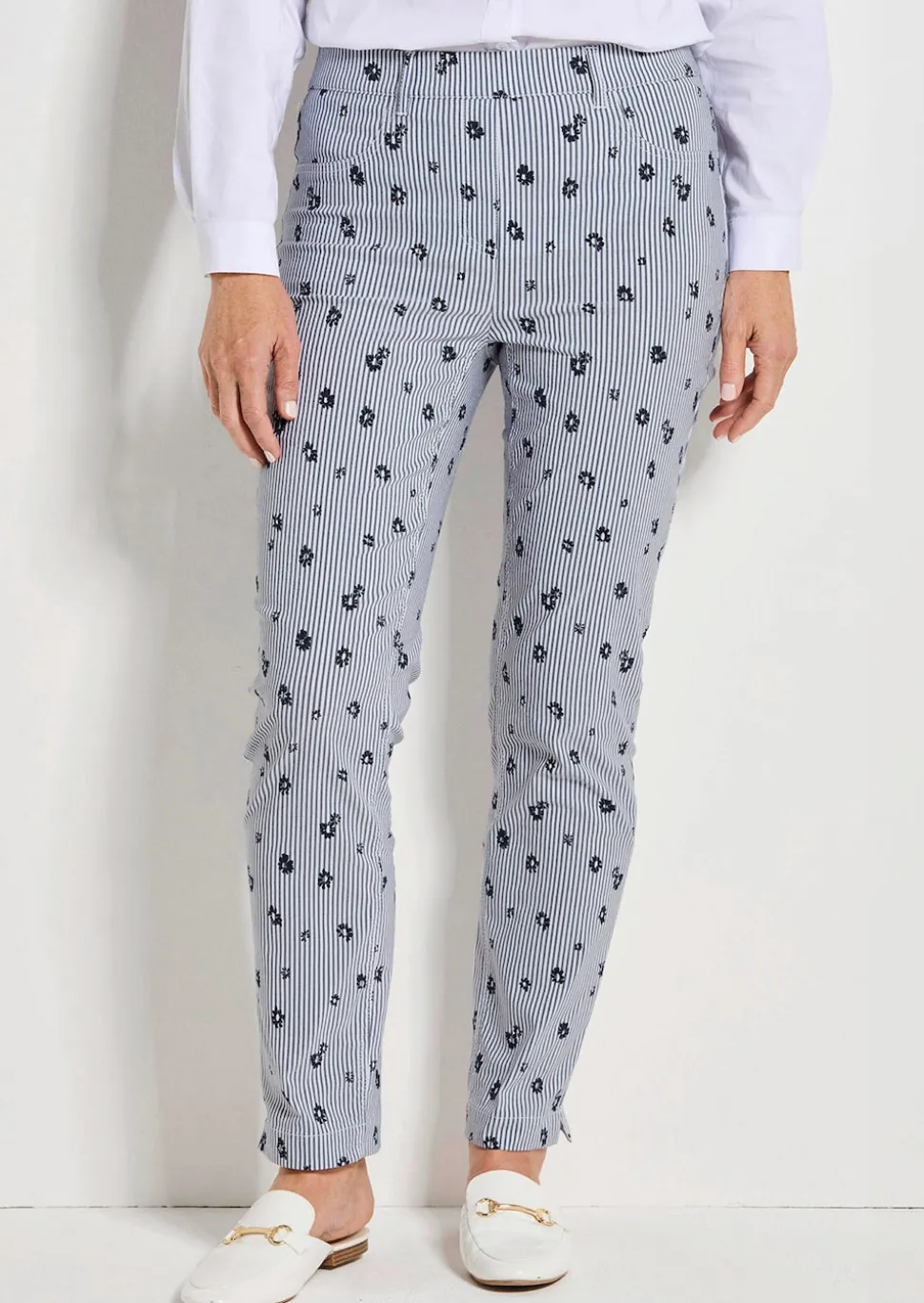 Bengalinhose LOUISA mit Streifen und Blumen