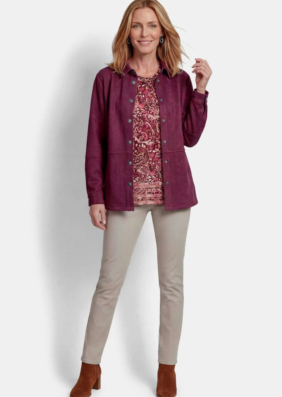 Bequeme Hemdjacke in Veloursleder-Optik