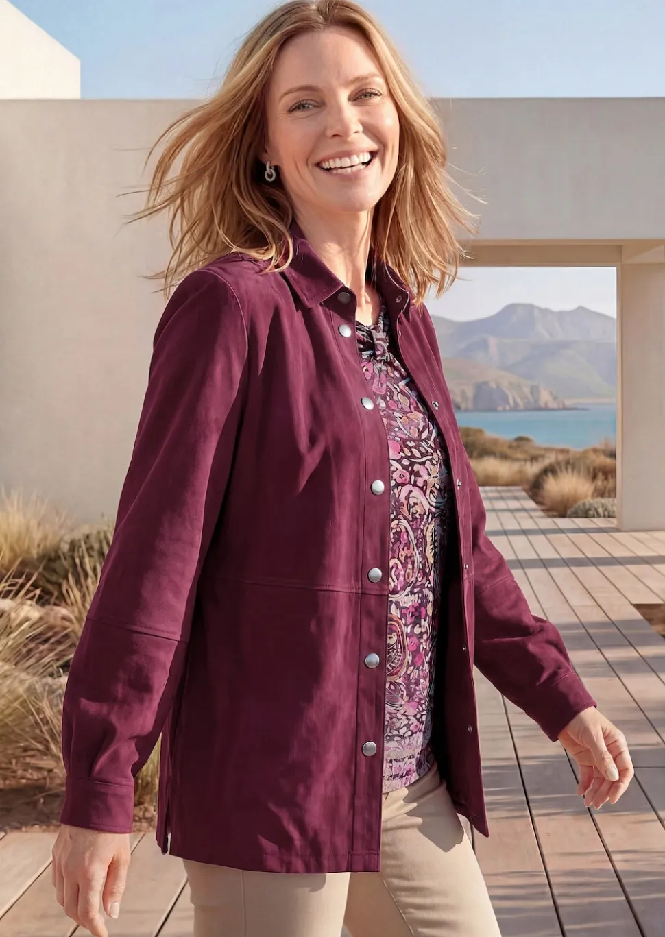 Bequeme Hemdjacke in Veloursleder-Optik