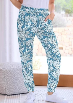 Bequeme Jogginghose mit Blätter-Print
