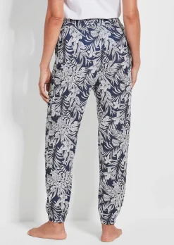 Bequeme Jogginghose mit Blätter-Print