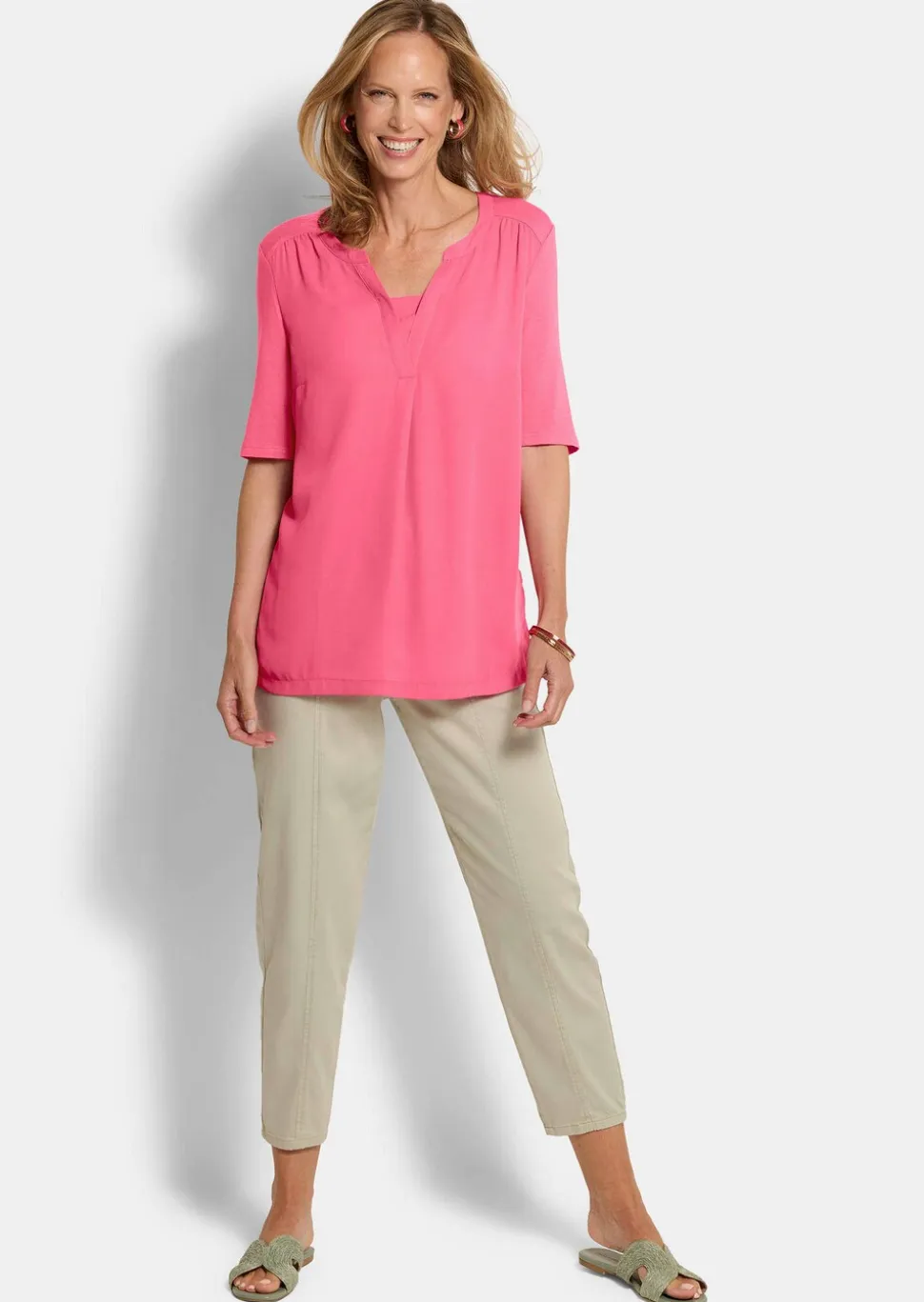 Bequemes Blusenshirt aus Chiffon und Jersey