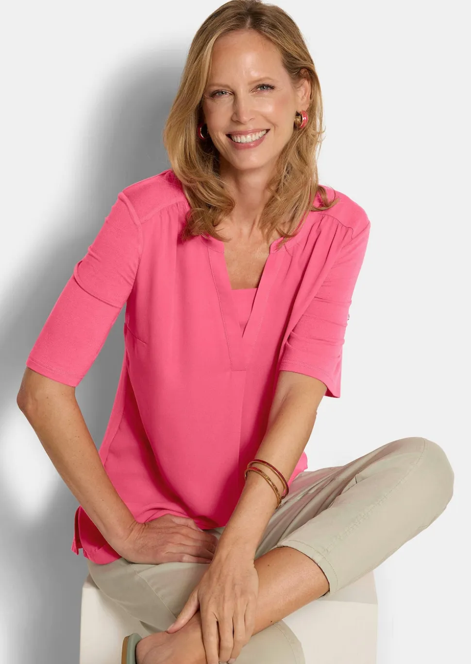 Bequemes Blusenshirt aus Chiffon und Jersey