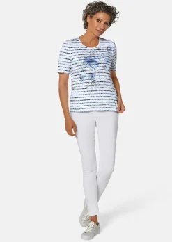 Bequemes Druckshirt in Blumen-Ringeloptik
