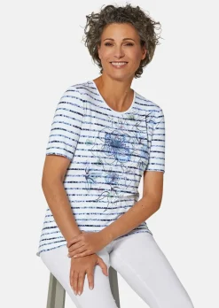 Bequemes Druckshirt in Blumen-Ringeloptik