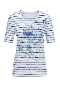 Bequemes Druckshirt in Blumen-Ringeloptik