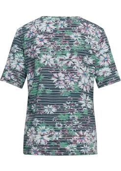 Bequemes Druckshirt in Blumen-Ringeloptik