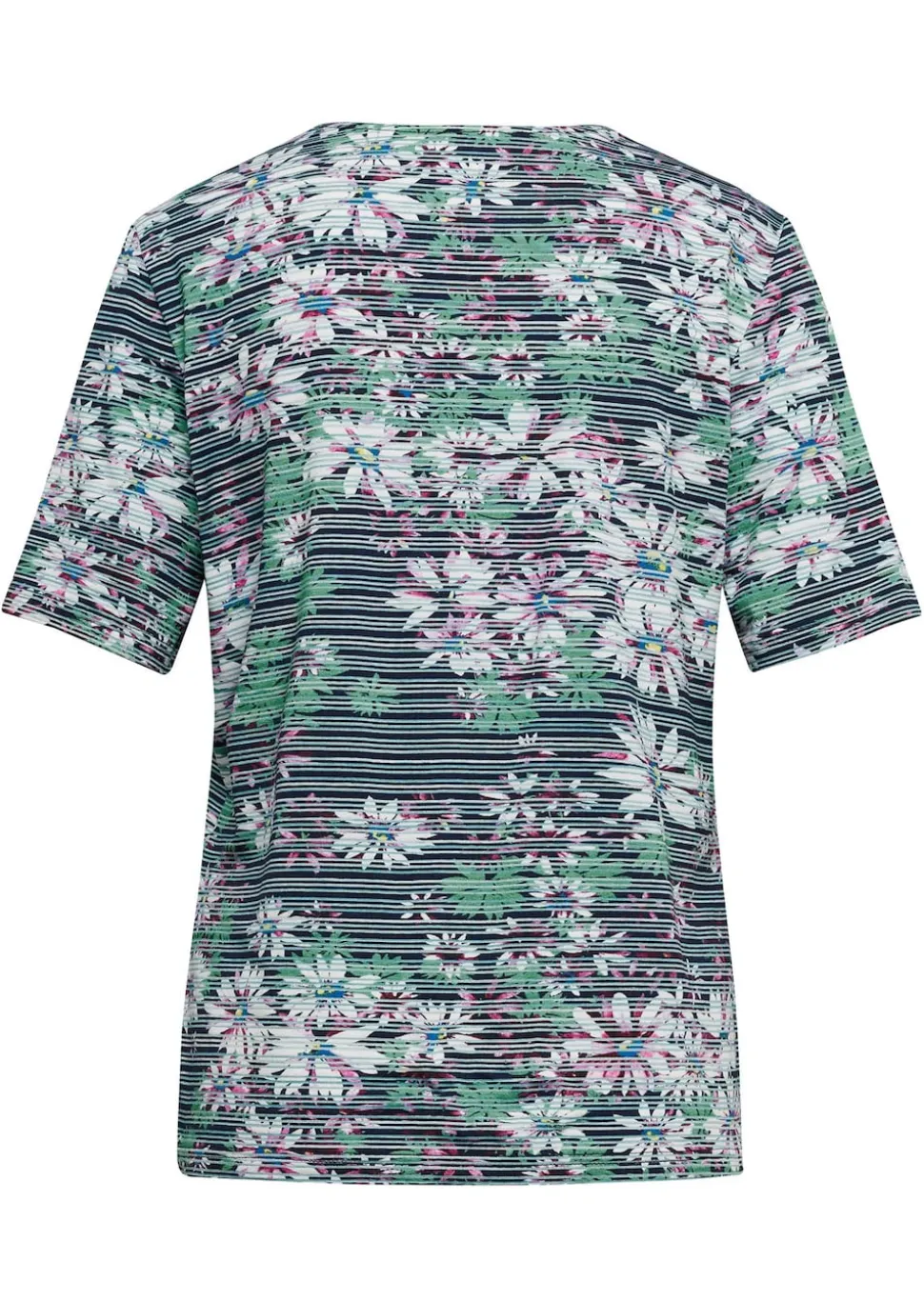 Bequemes Druckshirt in Blumen-Ringeloptik