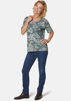 Bequemes Druckshirt in Blumen-Ringeloptik