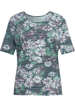 Bequemes Druckshirt in Blumen-Ringeloptik