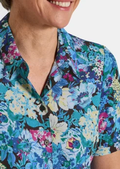 Bügelfreie Hemdbluse mit Blumenmuster
