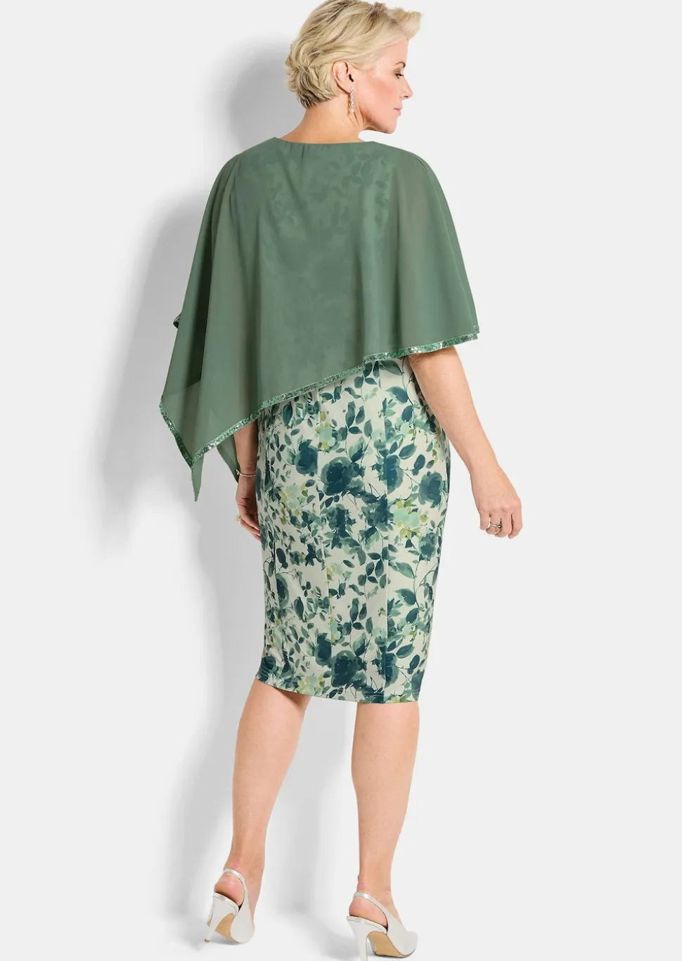 Blumenkleid mit Chiffon-Überwurf