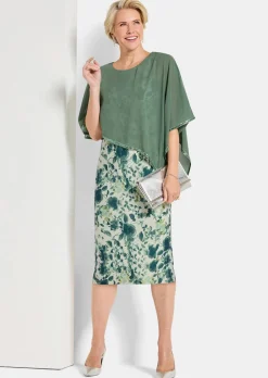 Blumenkleid mit Chiffon-Überwurf