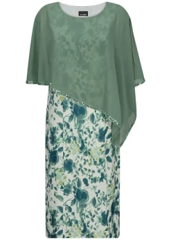 Blumenkleid mit Chiffon-Überwurf