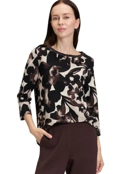 Blumenshirt aus dichter Strukturware
