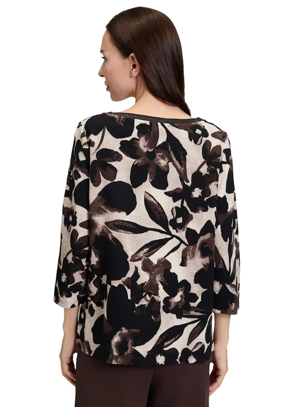 Blumenshirt aus dichter Strukturware
