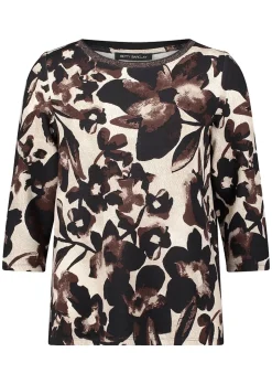 Blumenshirt aus dichter Strukturware