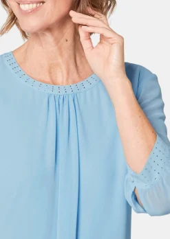 Bluse aus leichtem Chiffon mit Glitzersteinen