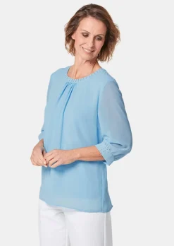 Bluse aus leichtem Chiffon mit Glitzersteinen