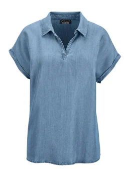 Bluse in Denim-Optik