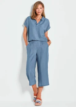 Bluse in Denim-Optik
