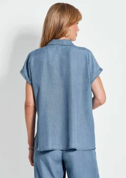 Bluse in Denim-Optik