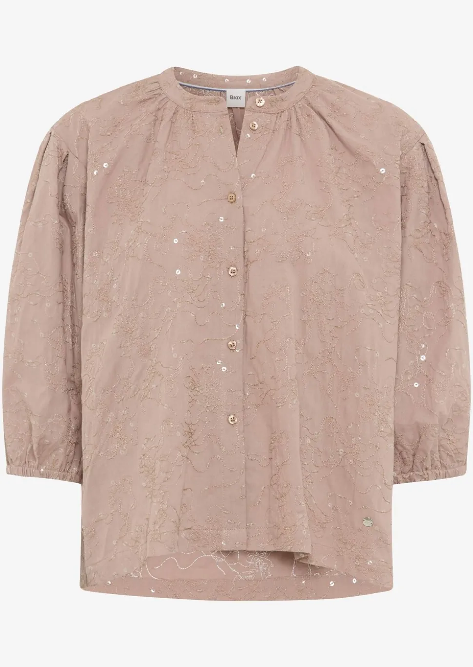 Bluse mit Blütenstickerei und Pailletten