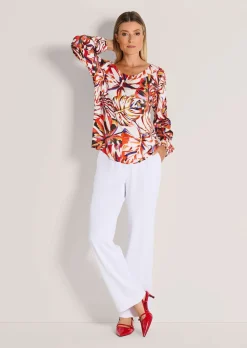 Bluse mit Blätter-Print