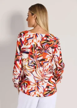 Bluse mit Blätter-Print
