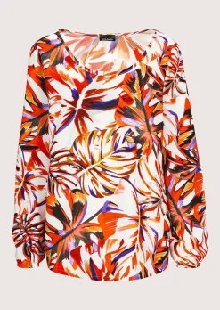 Bluse mit Blätter-Print