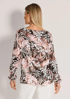 Bluse mit Blätterprint