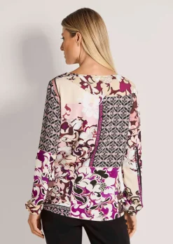 Bluse mit Blumenprint und Bordüre