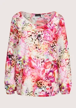 Bluse mit Blumen und Leo Print