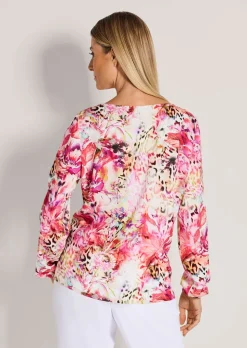 Bluse mit Blumen und Leo Print